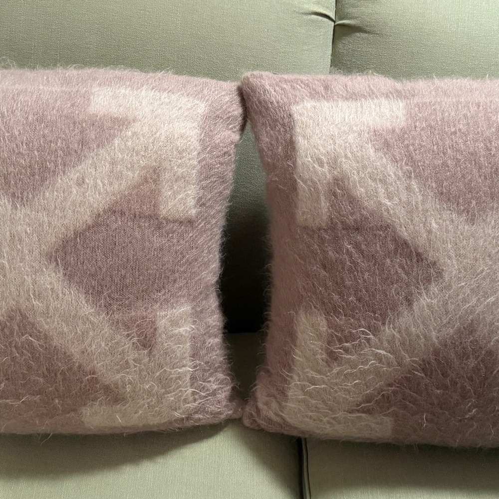 Off-White Mohair Pillows Pair